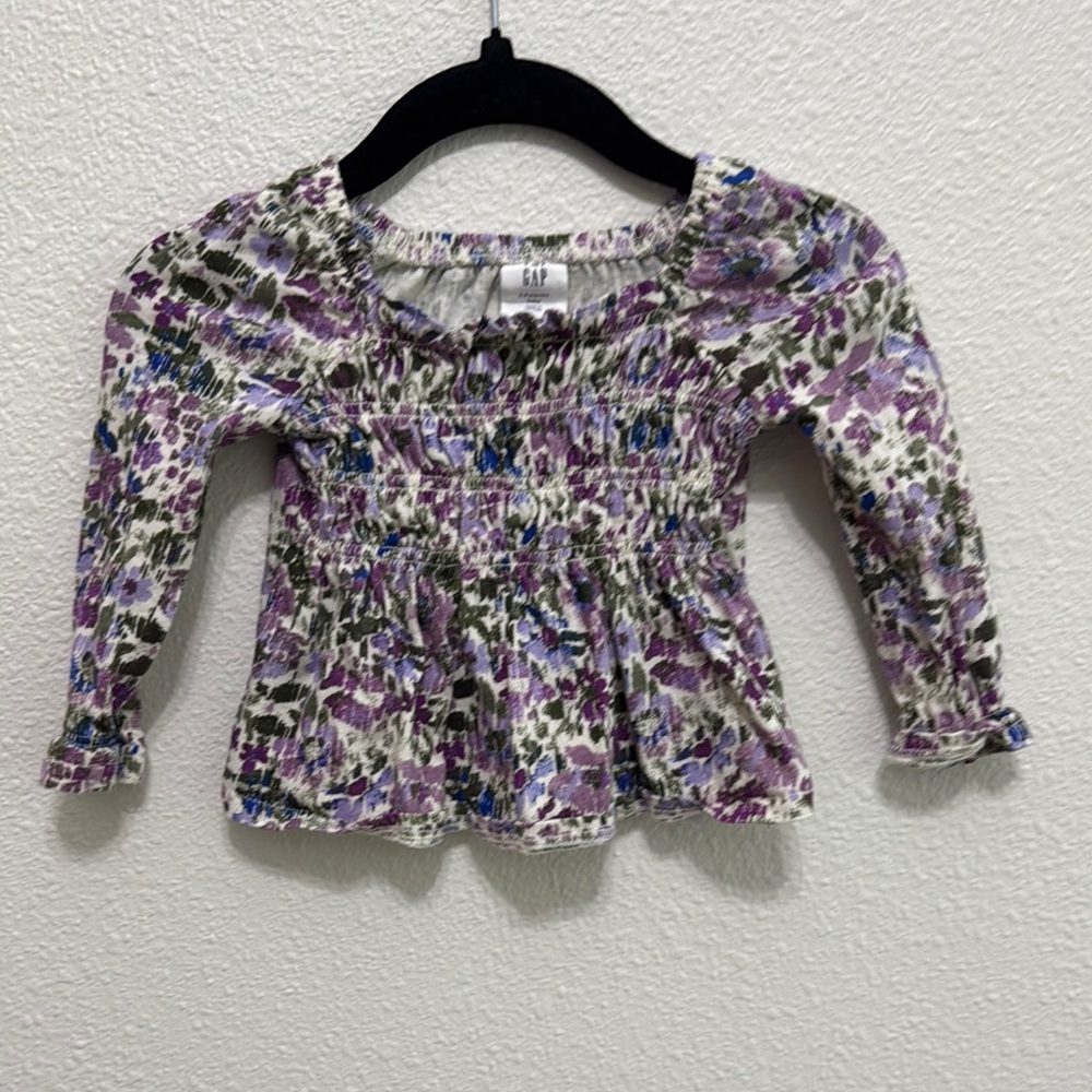 GAP Kids Floral Blouse - Purple and Blue